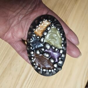 Vintage Y2K Gunmetal with Enamel Belt Buckle